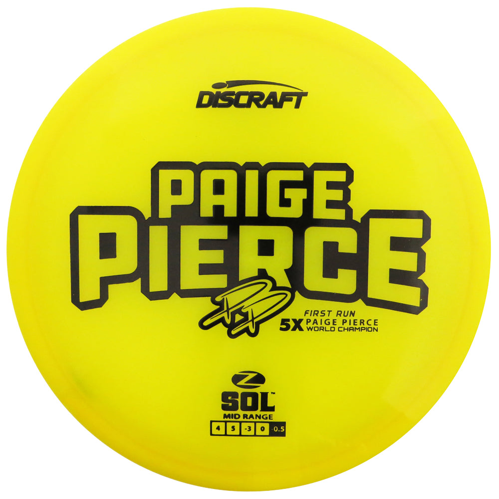 Discraft Limited Edition First Run Paige Pierce 5X Signature Elite Z Sol Midrange Golf Disc