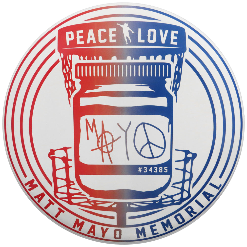 Discraft Limited Edition Matt Mayo Memorial Peace & Love SuperColor ESP Buzzz Midrange Golf Disc - Red/Blue
