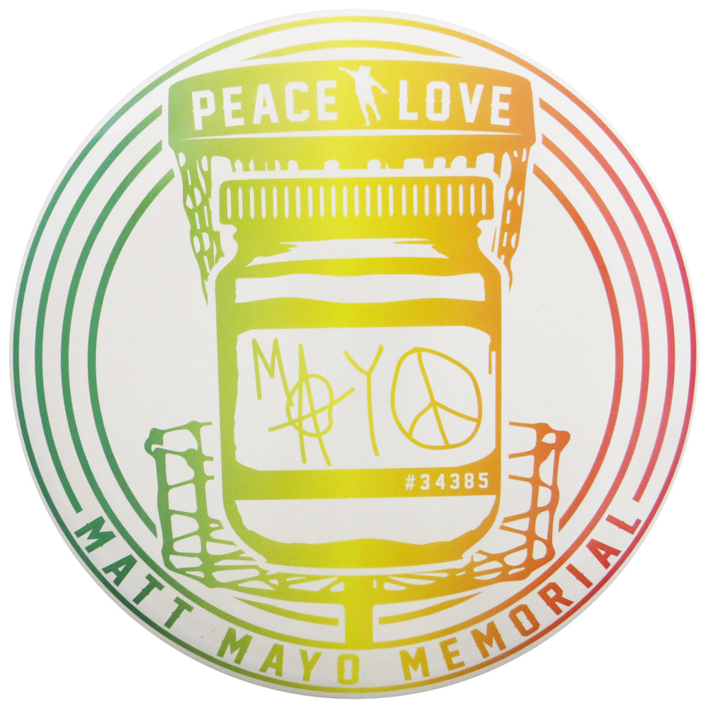 Discraft Limited Edition Matt Mayo Memorial Peace & Love SuperColor ESP Buzzz Midrange Golf Disc - Rasta