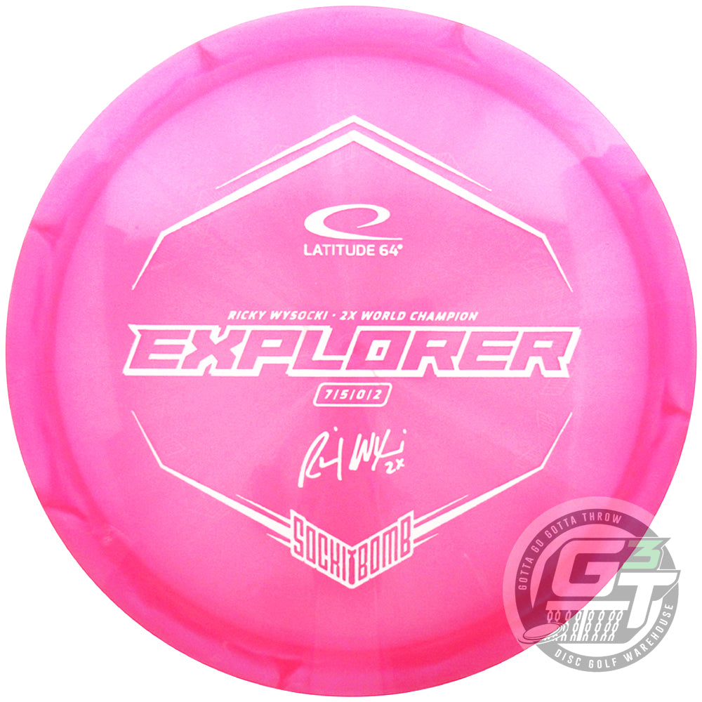 Latitude 64 Limited Edition Ricky Wysocki Sockibomb Bottom Stamp Chameleon Opto Ice Explorer Fairway Driver Golf Disc