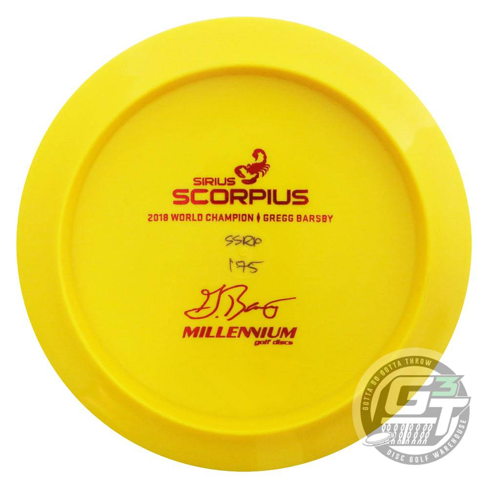 Millennium Golf Discs Golf Disc Millennium Bottom Stamp Gregg Barsby Signature Sirius Scorpius Distance Driver Golf Disc