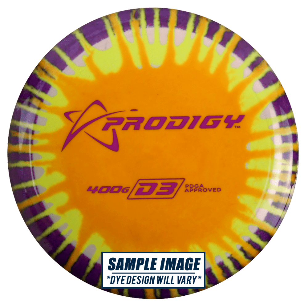 Prodigy Disc Golf Disc Prodigy Tie-Dye 400G Series D3 Distance Driver Golf Disc