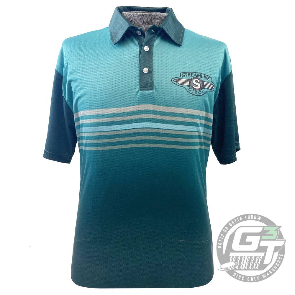 Streamline Discs Apparel M / Green Streamline Discs Stripes Sublimated Short Sleeve Performance Disc Golf Polo Shirt