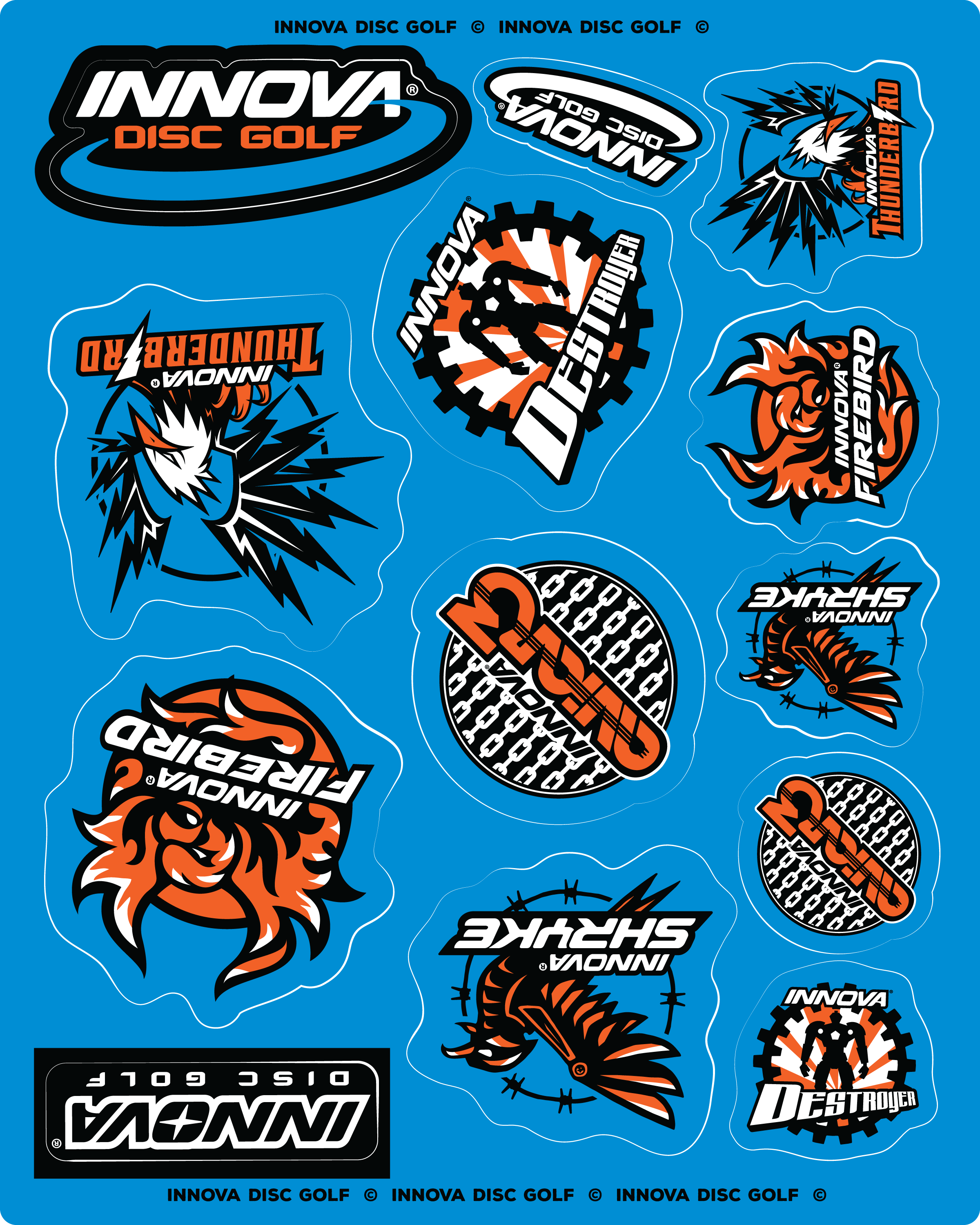Innova Disc Golf Destroyer / Shryke / Thunderbird Sticker Sheet