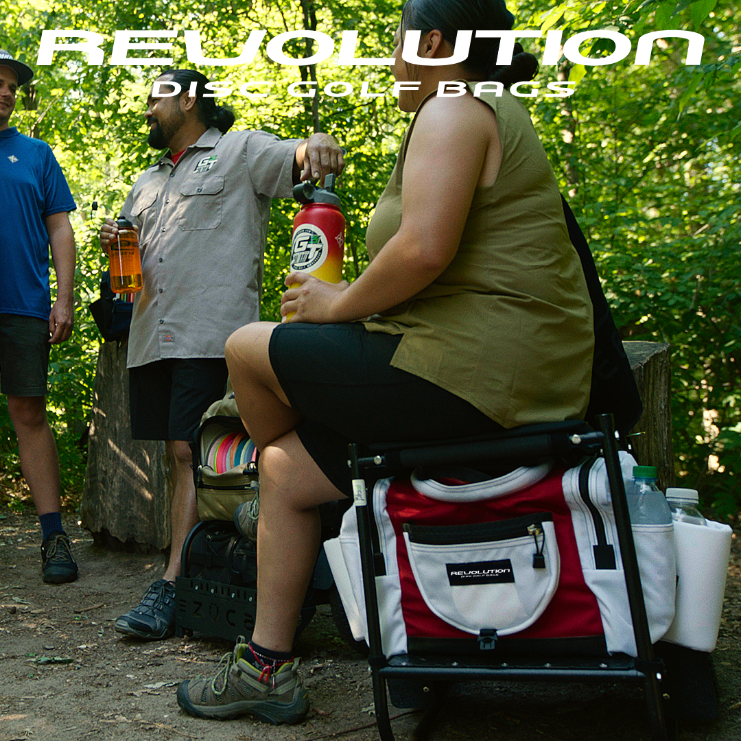 Revolution Disc Golf Team Bag and Gotta Go Disc Golf Cart - Cart and Bag combination.