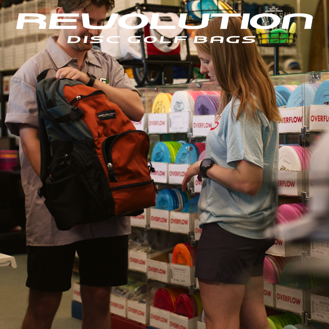 Gotta Go Gotta Throw and Revolution Disc Golf Bags - Featuring the Dual Pack "backpack style" disc golf bag.