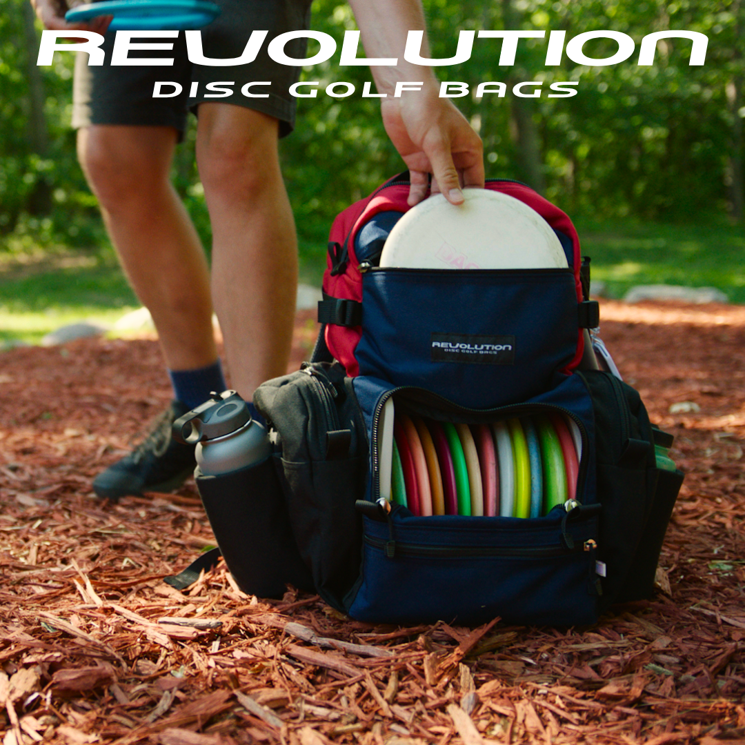 Revolution Dual Pack - Premium Disc Golf Bag - Navy Blue - Red - Black - 15-25 Disc Capacity.