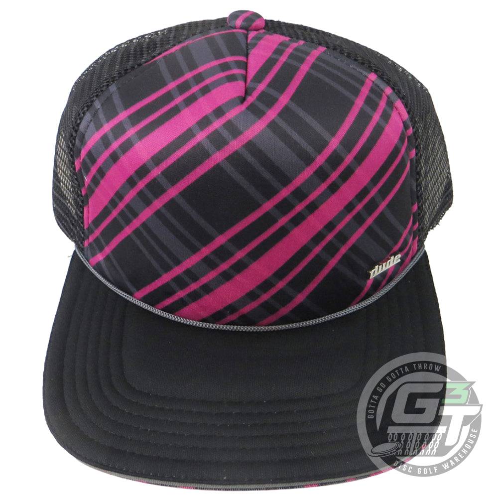 DUDE Apparel S / M / Pink Plaid / Black DUDE Melodie Bailey Trucker Cap Adjustable Mesh Disc Golf Hat